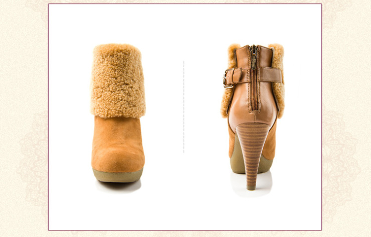 菲伯丽尔(Fondberyl)2012冬季新品羊皮超高跟