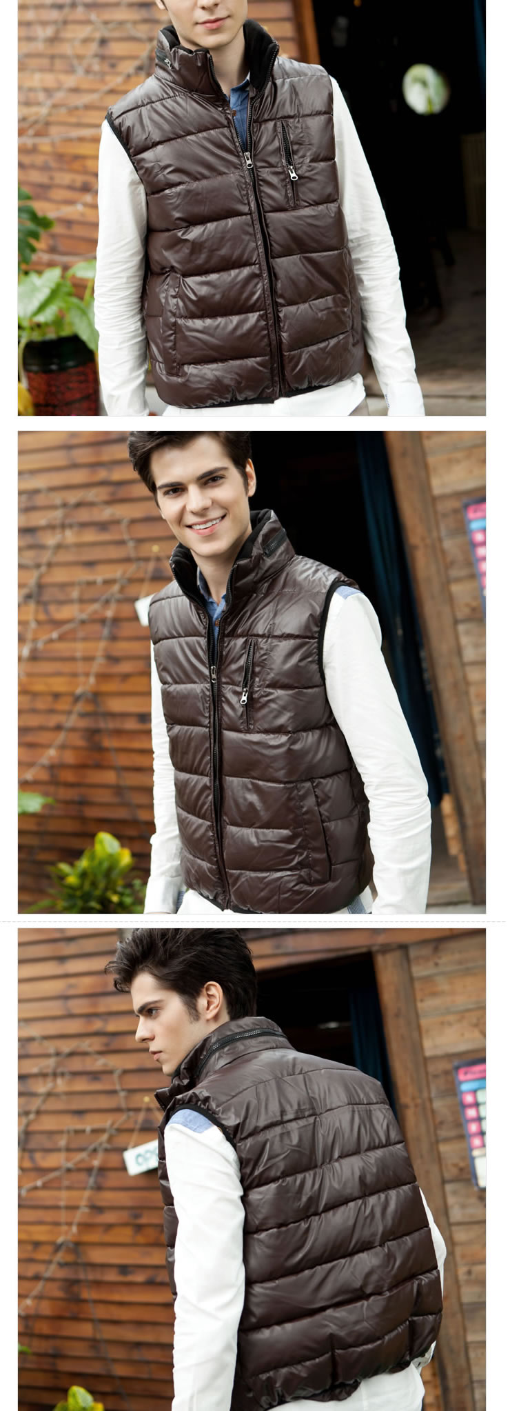 第九帝国 冬季新款 <em>学院风</em>男士无袖纯色立领棉