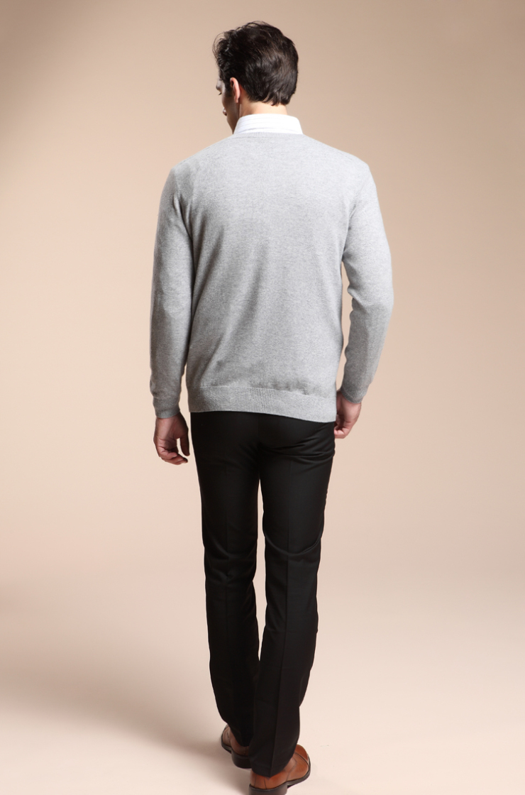 珍贝 ZHENBEI 圆领薄款男羊绒衫针织衫 TM12