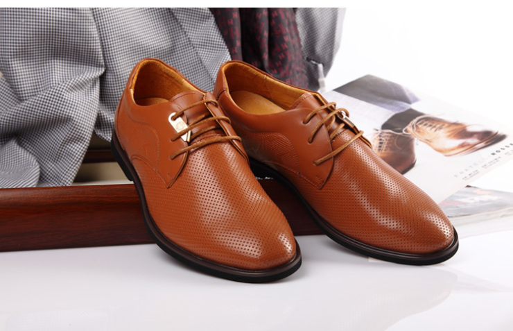 圣帝罗阑英伦雕花潮流商务透气日常休闲皮鞋1
