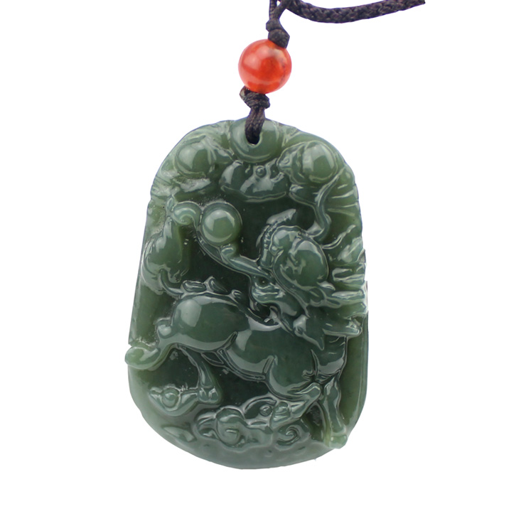 宛玉魂 新疆和田青玉麒麟挂件 麒麟献瑞吊坠 辟