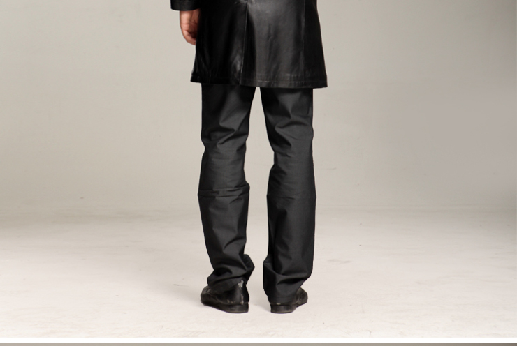 BILIJEAN比利珍男式真皮绵羊皮立领中长款航