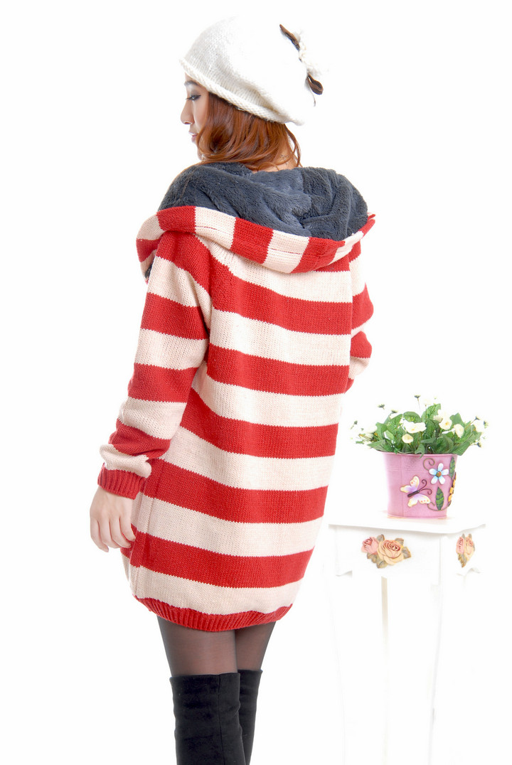 Vegars 维佳思 <em>女士</em>条纹连帽<em>加绒毛衣外套</em> 00