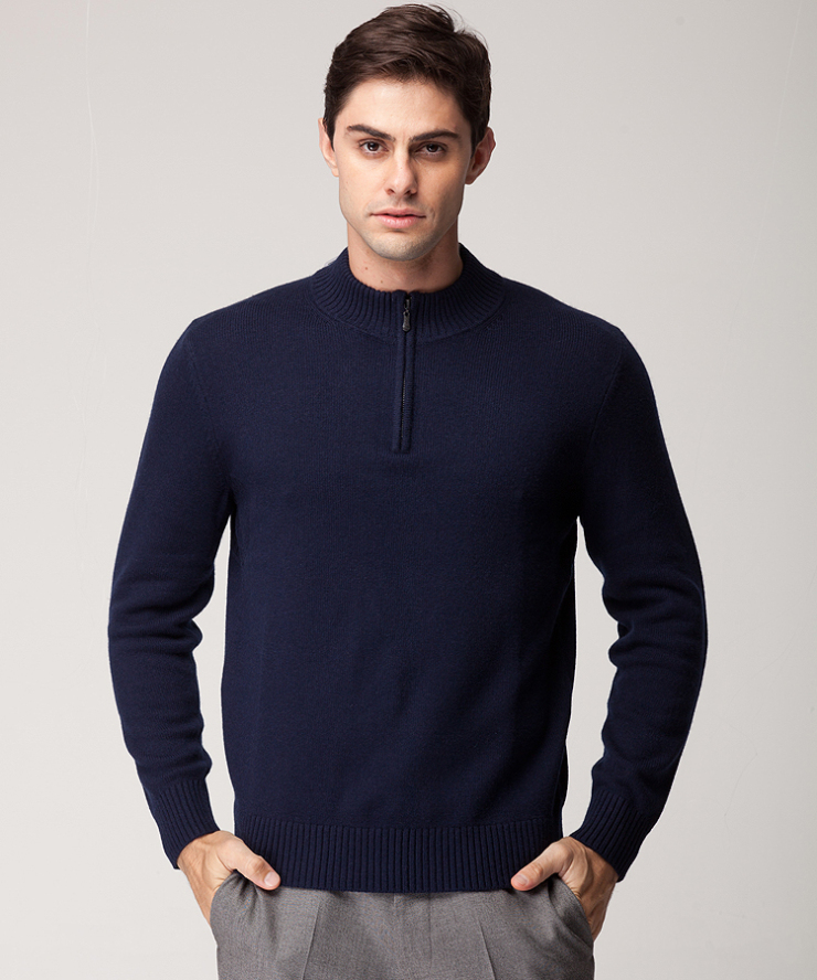 DECLASSIE 秋冬新男士羊毛衫 半高领拉链纯