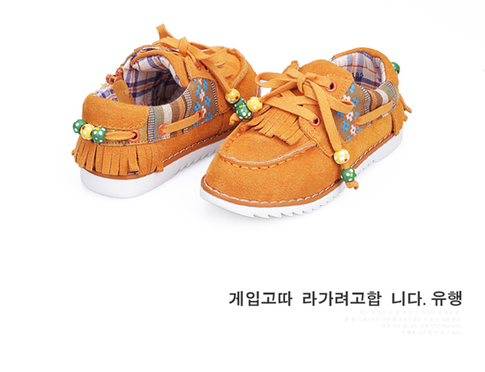 韩国比比我 儿童单鞋时尚系带流苏女童鞋春秋