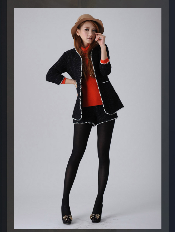 LISALISA 12秋冬新款 香奈儿款钉珠 要毛呢大