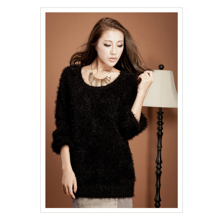 麦考林JEANS 女装 非凡拼接毛毛镂空针织衫 多