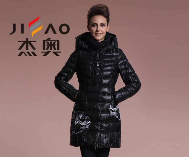 杰奥JIEAO羽绒服 2012新款女士中长款 手绘图