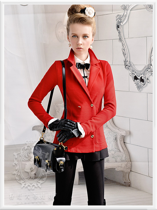 粉红大布娃娃 西装款针织开衫C29ZL 11 红色 