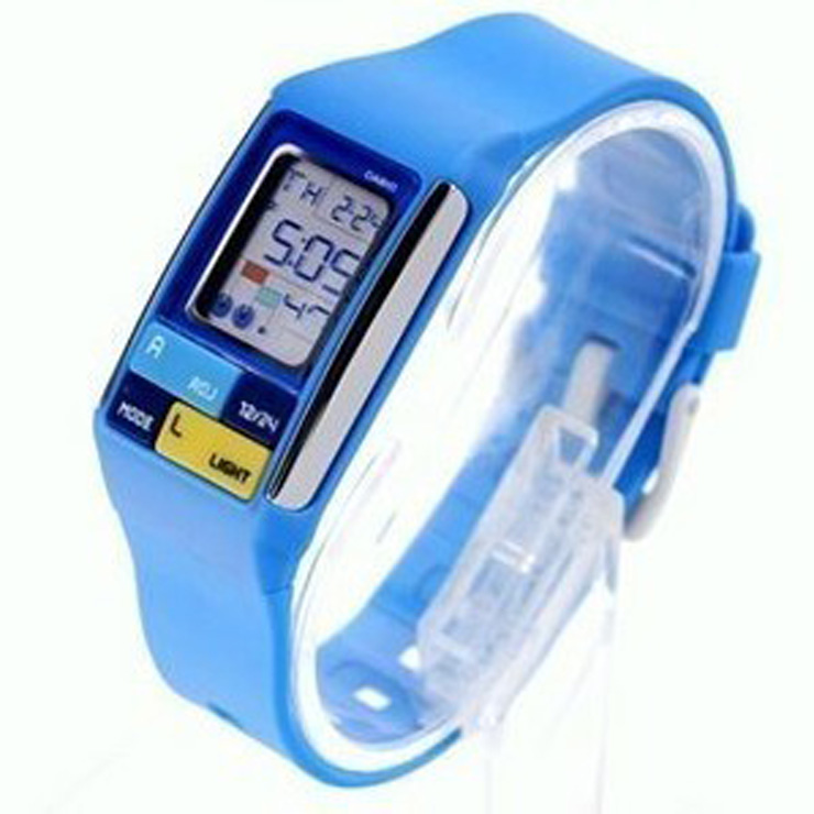 卡西欧 CASIO 电子表女表方形表盘橡胶表带数