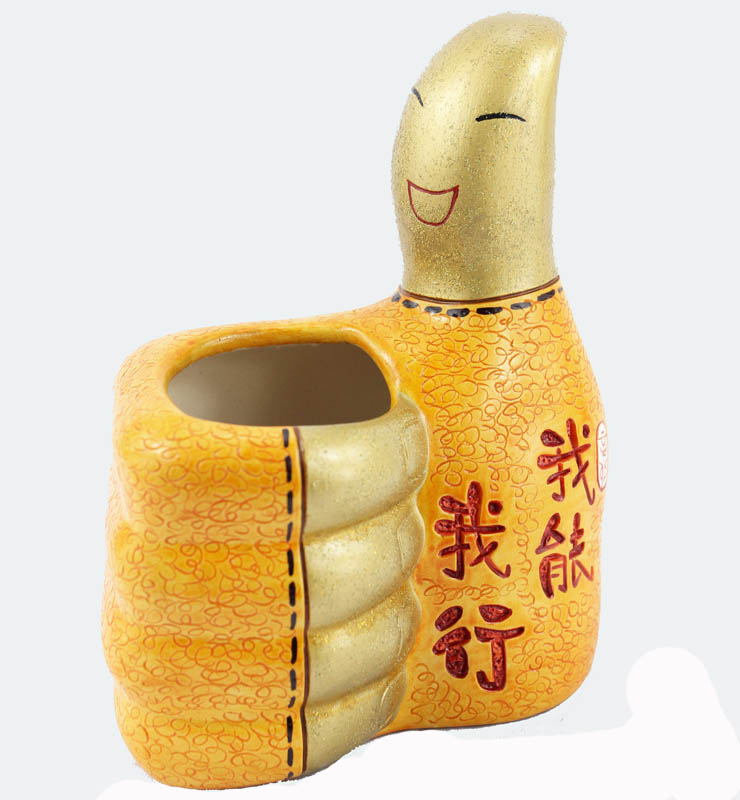 大井陶艺大拇指我最棒原创手工陶艺工艺品礼品