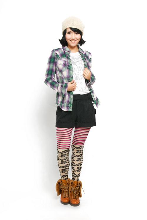 Basic House百家好冬季新品女装休闲格子衬衫