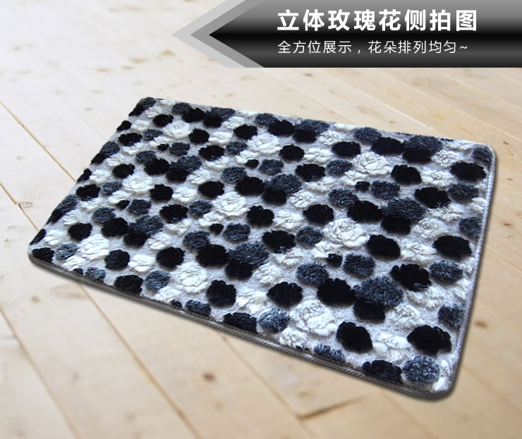 
                                        昕佳琪 地垫卧室浴室吸水防滑地垫门厅门口地垫脚垫立体玫瑰客厅地毯简约 40*60CM地垫含立体效果                