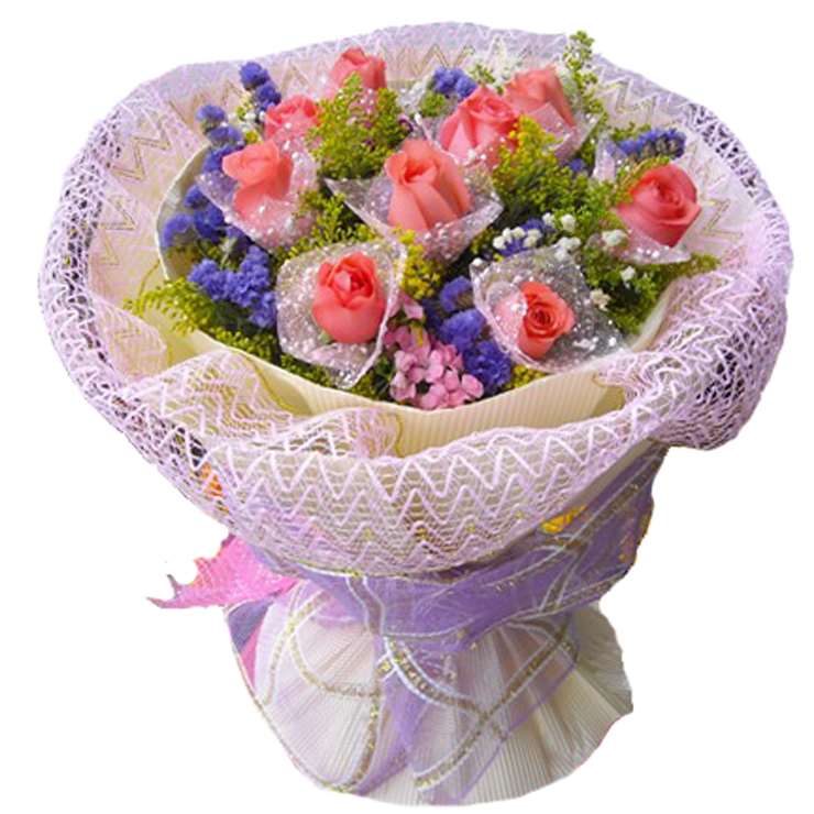 花易鲜花速递 11枝粉玫瑰花 爱情友情鲜花配送