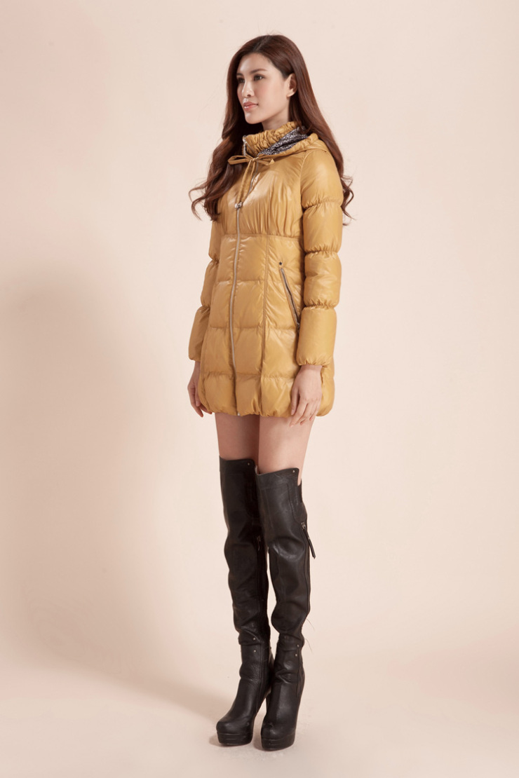 三彩专柜品质女装 修身中长款羽绒服1465020