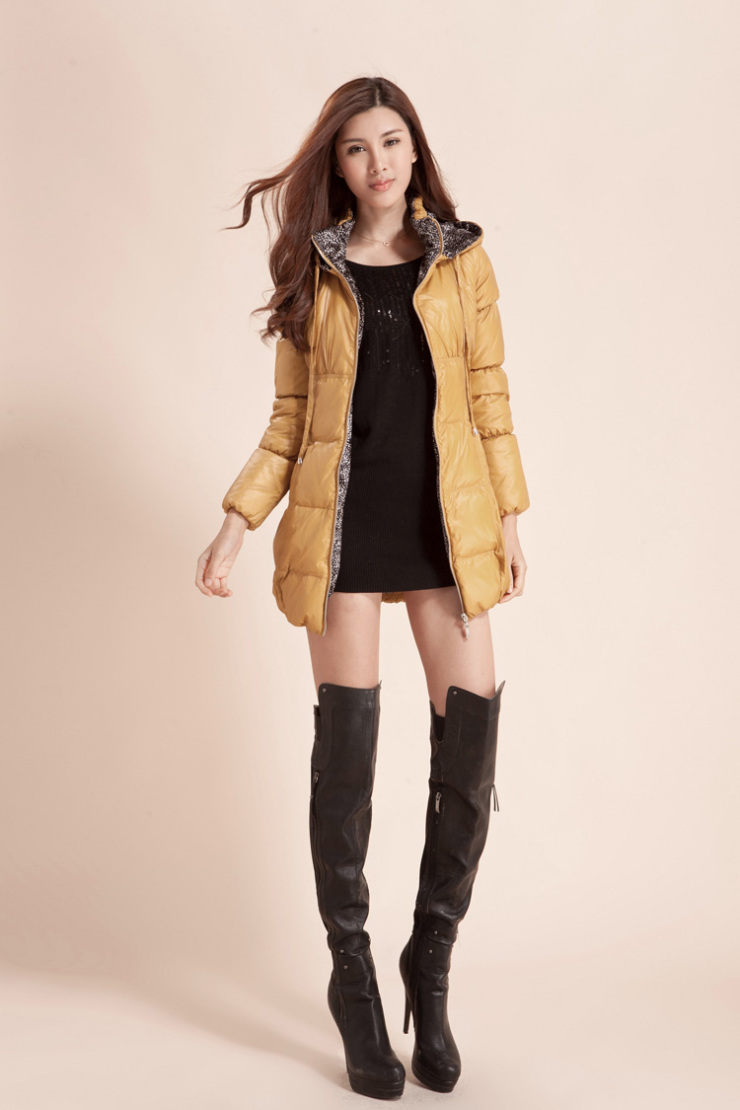 三彩专柜品质女装 修身中长款羽绒服1465020