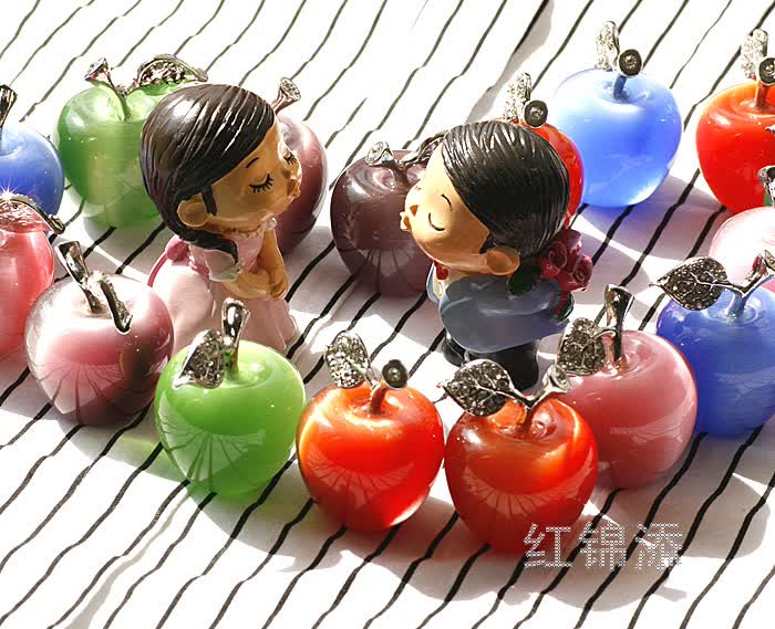 红锦添 水晶苹果摆件 猫眼石<em>平安</em>果 <em>平安夜礼物</em>