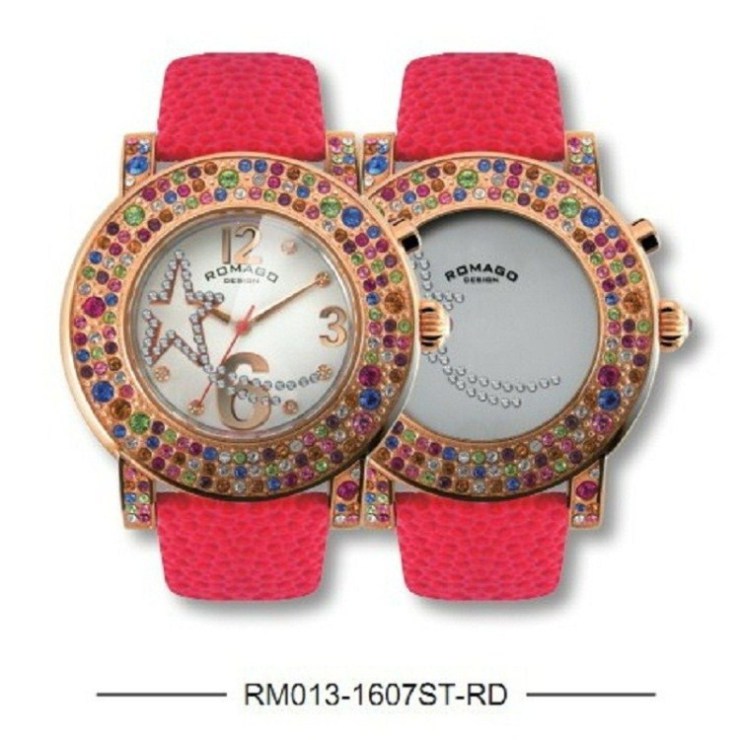 ROMAGO手表 瑞士雷米格时尚枚红色水钻女士