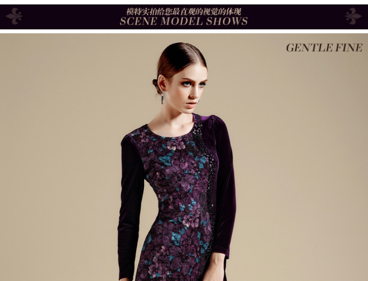 扣扣伊2012秋冬长袖毛呢连衣裙新款<em>冬裙</em>紫色