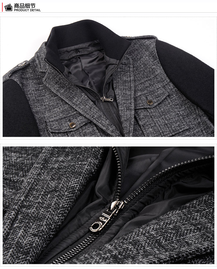 古老鲨鱼品牌冬季新款精品男装外套多口袋立领