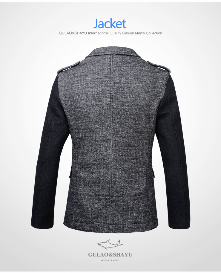 古老鲨鱼品牌冬季新款精品男装外套多口袋立领