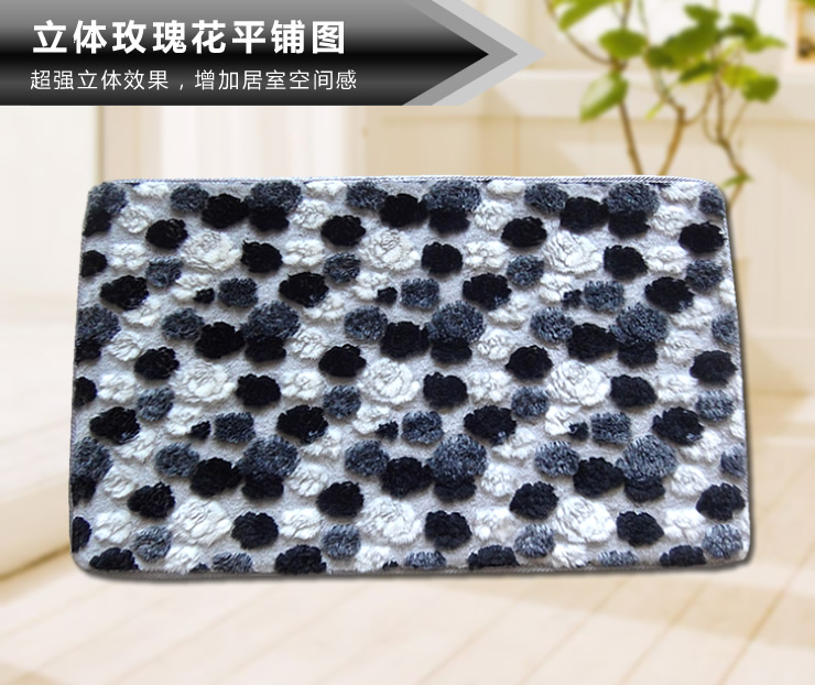 
                                        昕佳琪 地垫卧室浴室吸水防滑地垫门厅门口地垫脚垫立体玫瑰客厅地毯简约 40*60CM地垫含立体效果                