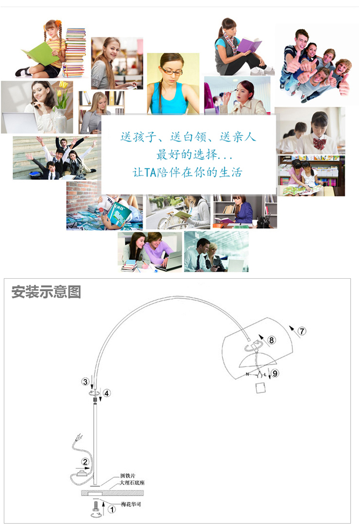 
                                        阳邦灯饰灯具落地灯钓鱼灯客厅简约时尚工作学习卧室书房台灯YL5002                
