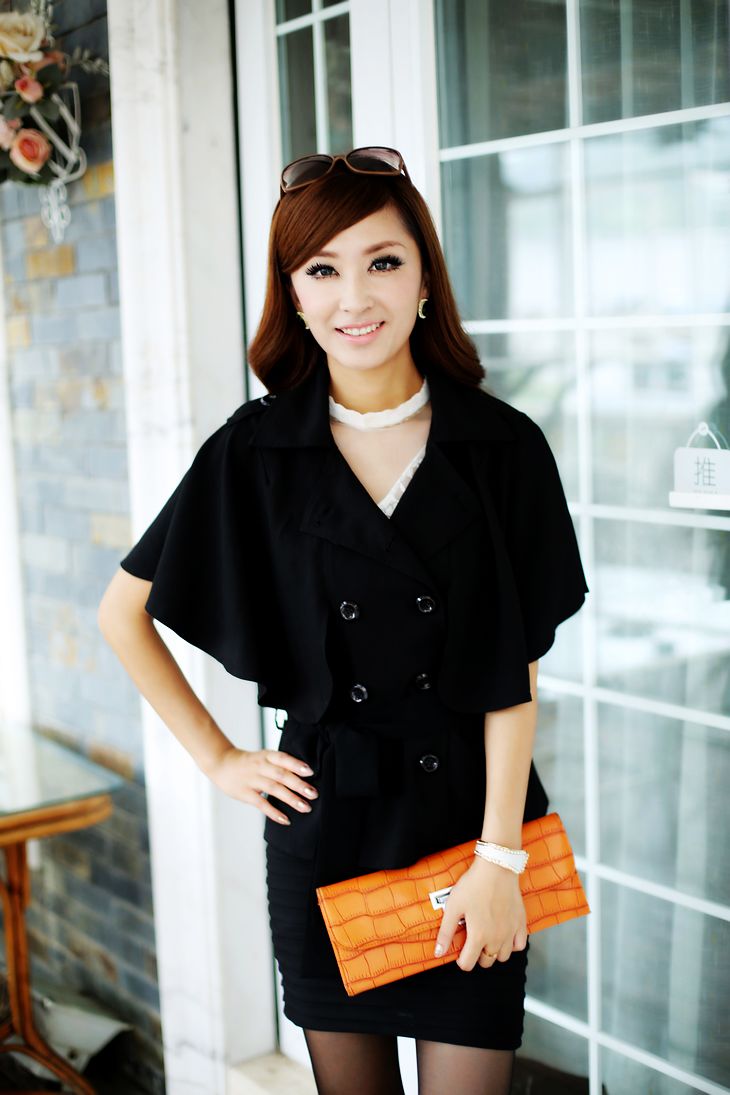 西子阁秋装新款时尚OL麻料无袖披肩小外套小