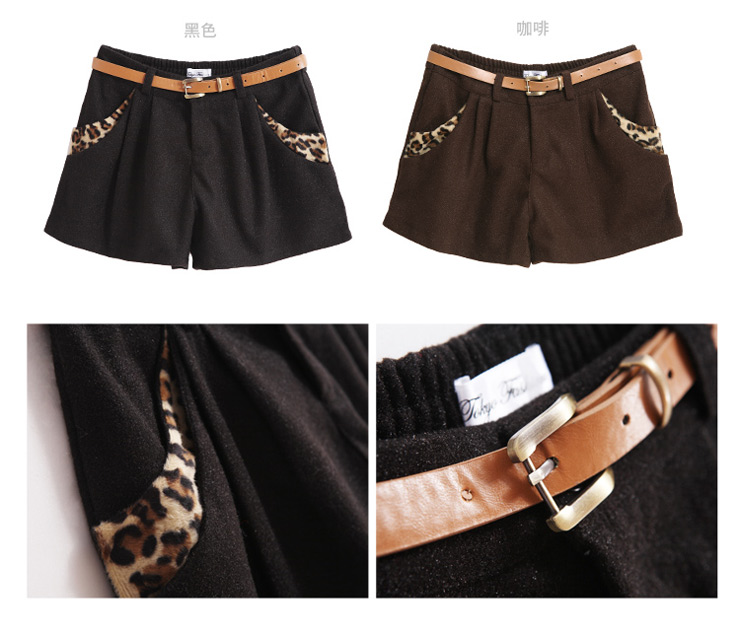 东京着衣 流行女装豹纹<em>皮带短裤</em>1023952 <em>黑色</em>