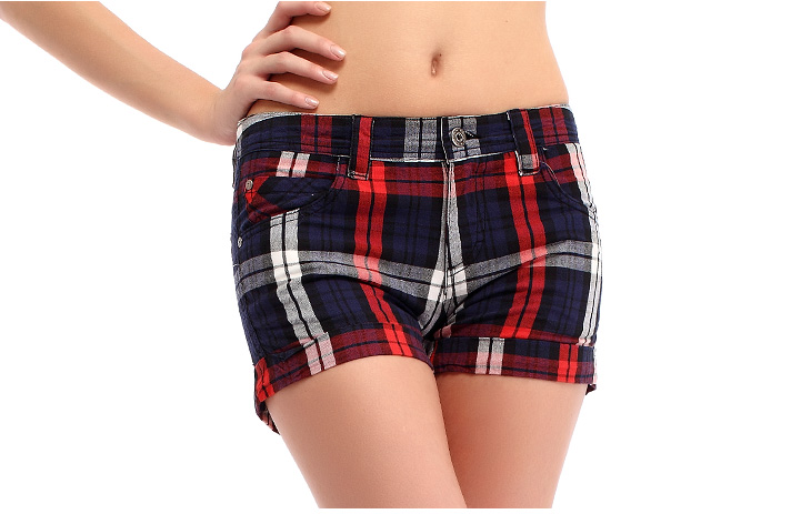 <em>以纯YISHION</em> 女装休闲低腰纯棉<em>格子短裤</em>热裤1