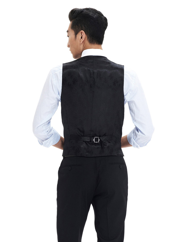 U 黑色 时尚复古 五粒扣 西服领 男士<em>正装马甲</em> 