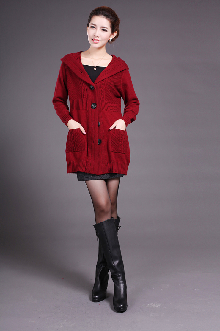 露西维特lucywitte秋冬女装<em>韩版</em>女士<em>针织开衫中</em>