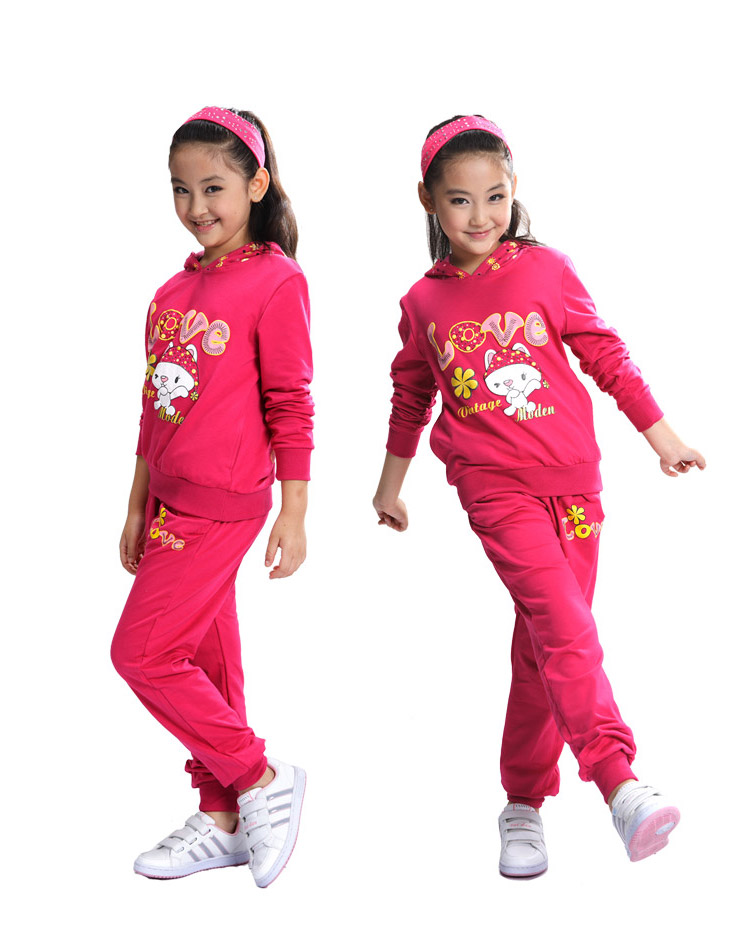 橙火童装秋款女童运动服两件套 女孩卫衣套装