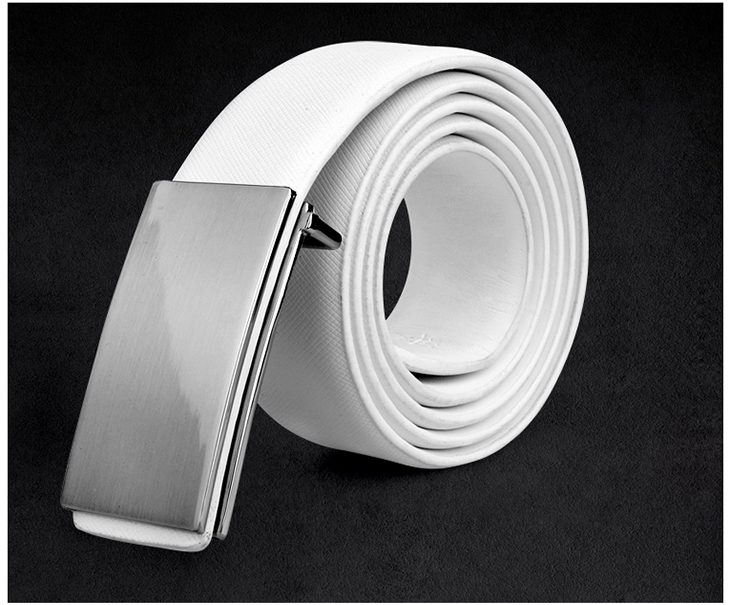 皮客士男士平滑扣白色皮带真皮腰带\/裤带B21