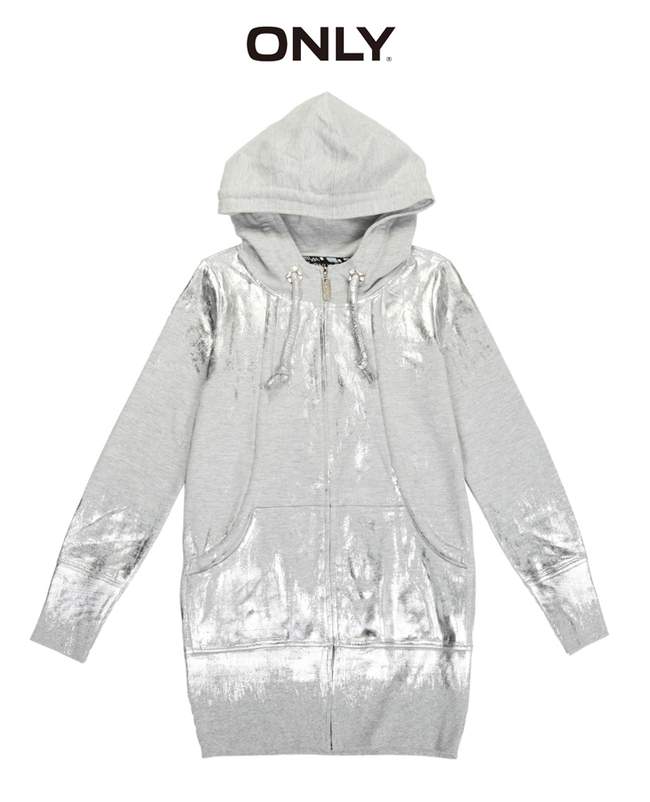 ONLY 卫衣\/绒衫 高含棉银色布规则涂层时尚连