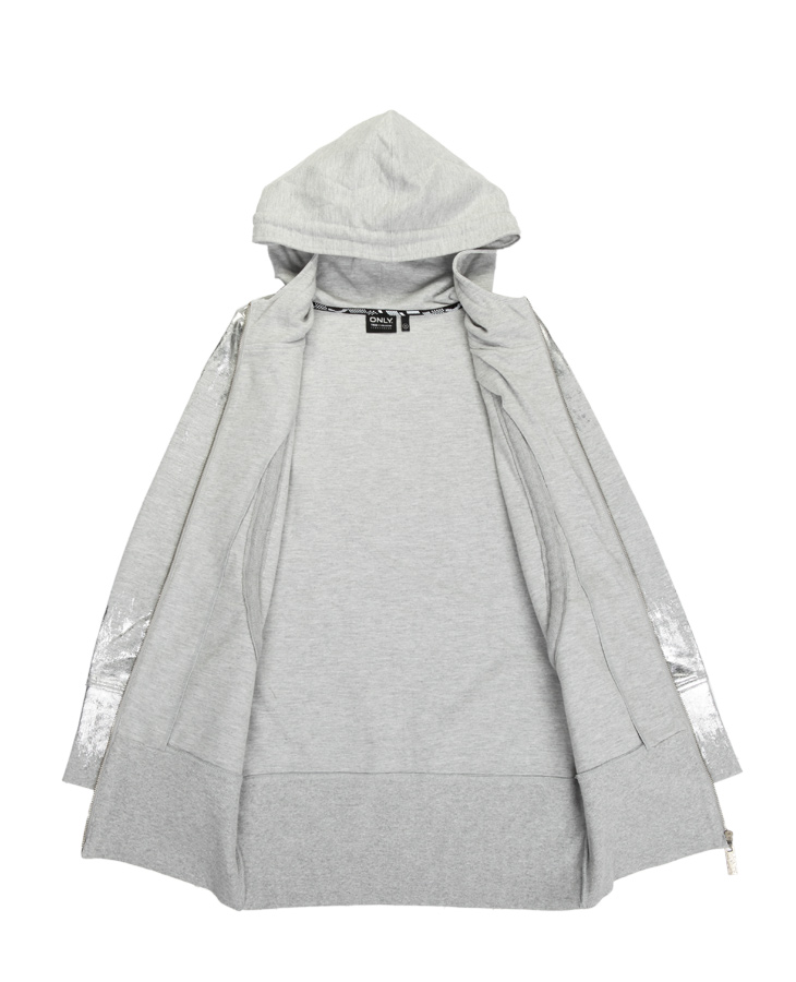 ONLY 卫衣\/绒衫 高含棉银色布规则涂层时尚连