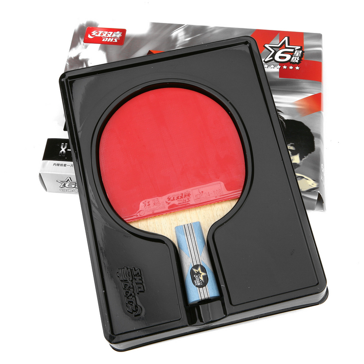红双喜X系列六星级直拍双面反胶乒乓球拍DX