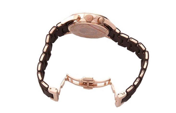 ARMANI\/阿玛尼 新款时尚圆盘三眼橡胶包钢休