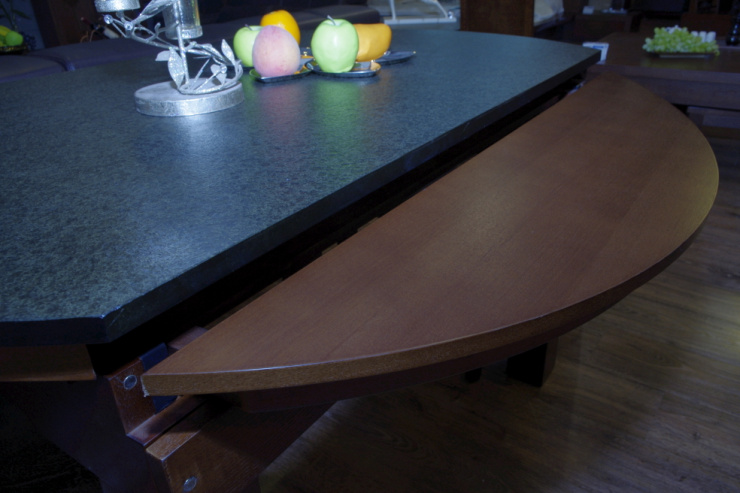 惠宜 火烧石餐桌圆餐桌椭圆餐台 可开合变形折