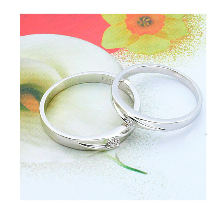 金之钻 925纯银镀白金镶钻石对戒 结婚戒指情