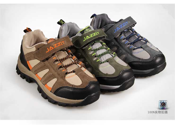 爵士兔反绒皮运动户外童鞋J22215 深驼桔红 3