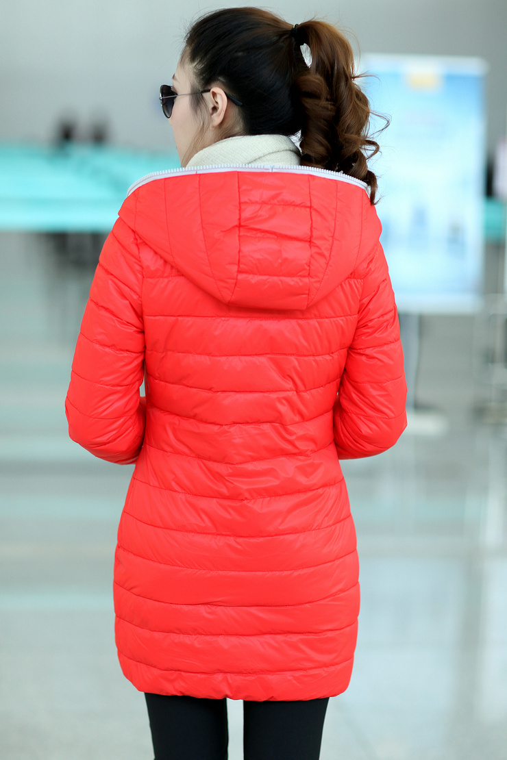 布衣凡 2012冬季新款中长款连帽纯色棉衣外套