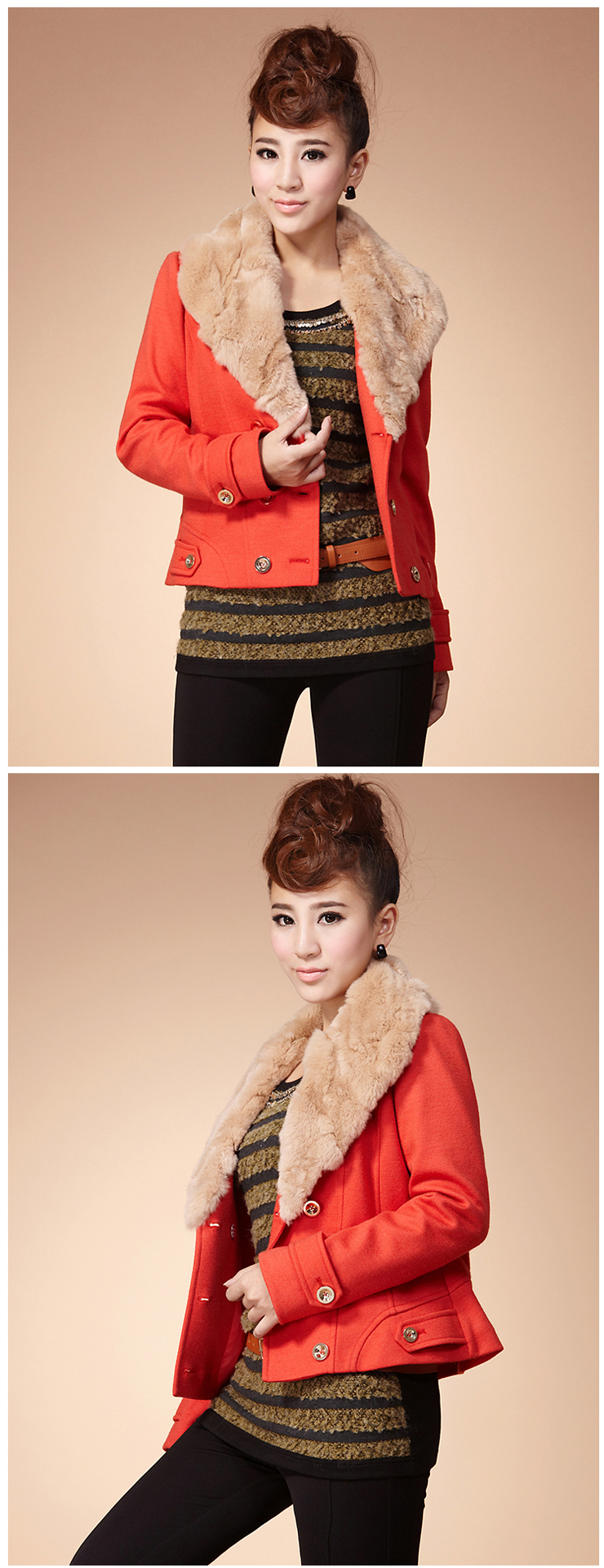 衣香丽影女装 2012秋冬装新款 韩版欧美大兔毛