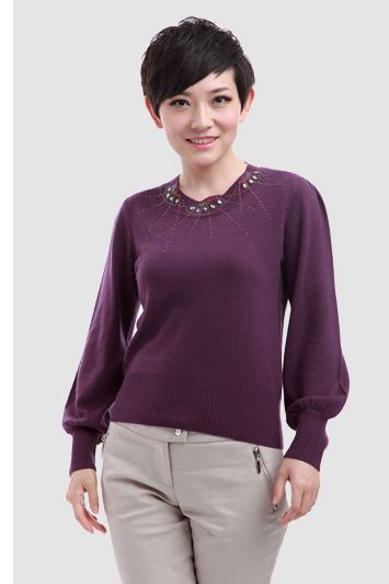 Snow-Lotus\/雪莲 圆领女羊绒衫 长袖套头女式羊