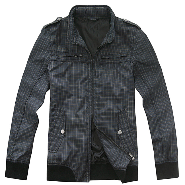 凯安斯 春款格纹时尚休闲男款夹克 深蓝 165\/S