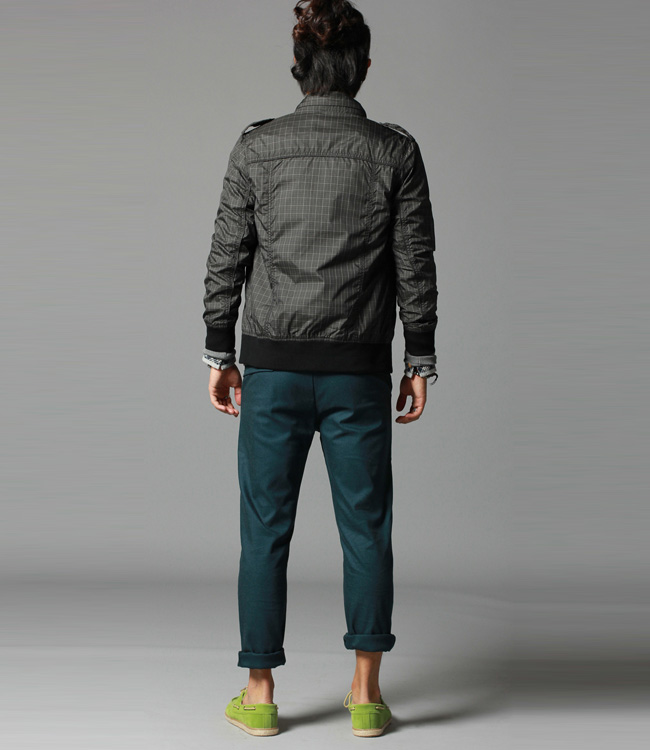 凯安斯 春款格纹时尚休闲男款夹克 深蓝 165\/S