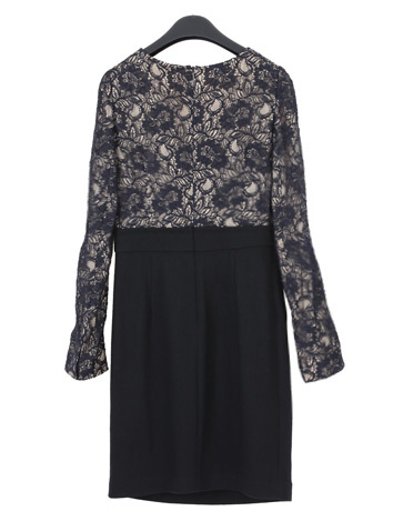 YINER音儿影儿 秋季新长袖蕾丝拼接新款连衣