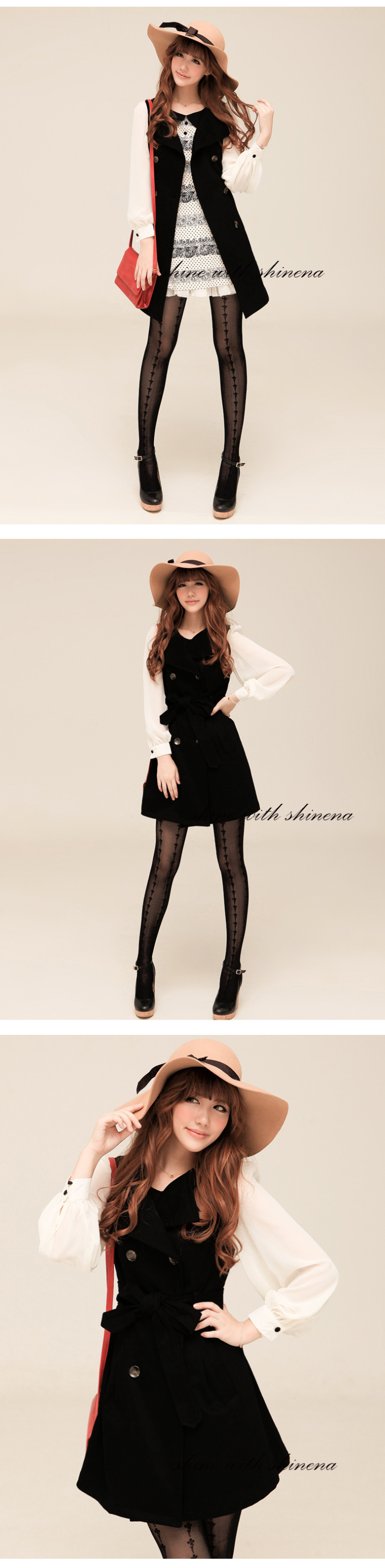 【11月6日0点开秒 仅售109元】Shinena/夏娜新品帅气双排扣外套两穿优雅气质女款 黑色 L