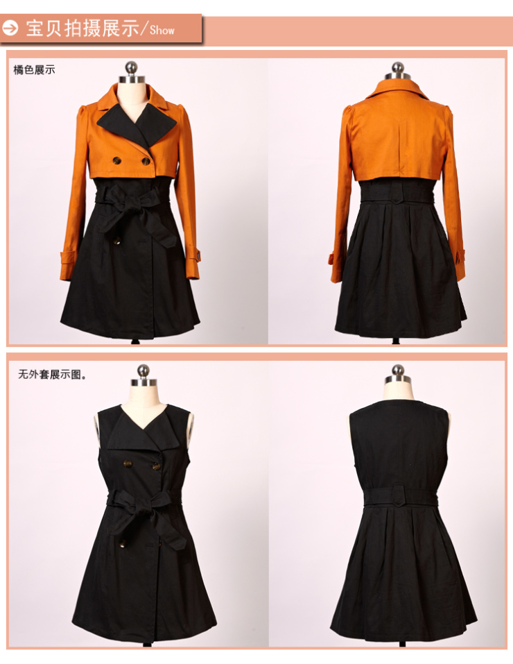 【11月6日0点开秒 仅售109元】Shinena/夏娜新品帅气双排扣外套两穿优雅气质女款 黑色 L