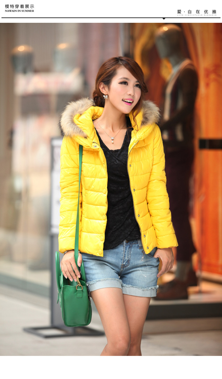 金丹香2012冬季棉衣女装韩版修身貉子毛领棉